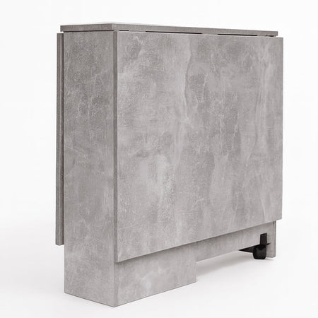 Tavolo da Pranzo Salvaspazio Scrivania Pieghevole con Ruote Cemento 140x75x74cm