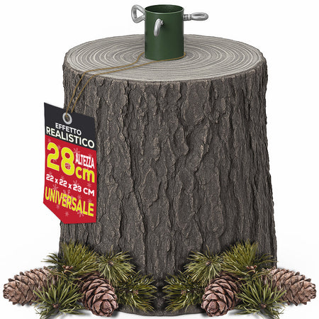 Base Supporto Albero di Natale Grigio Tronco Natalizio 28cm Realistico Universale