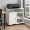 Mobile Porta stampante bianco con anta e ripiani 60x50x65 cm mobiletto ufficio