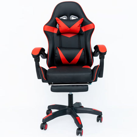 Sedia Poltrona Gaming Ufficio Scrivania Gioco Reclinabile Poggiapiedi Girevole 2cuscini