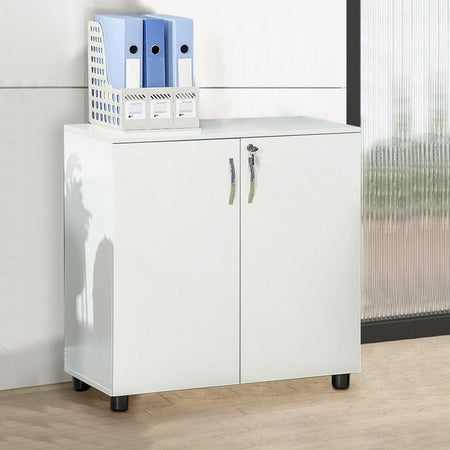 Mobile Ufficio bianco con serratura e chiavi 2 ante mdf 80x40 h80 cm moderno