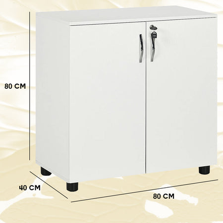 Mobile Ufficio bianco con serratura e chiavi 2 ante mdf 80x40 h80 cm moderno