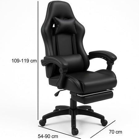 Sedia Poltrona Gaming Ufficio Scrivania Gioco Reclinabile Poggiapiedi Girevole 2cuscini