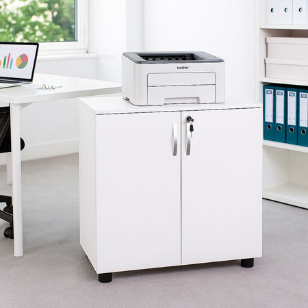 Mobile Ufficio bianco con serratura e chiavi 2 ante mdf 80x40 h80 cm moderno