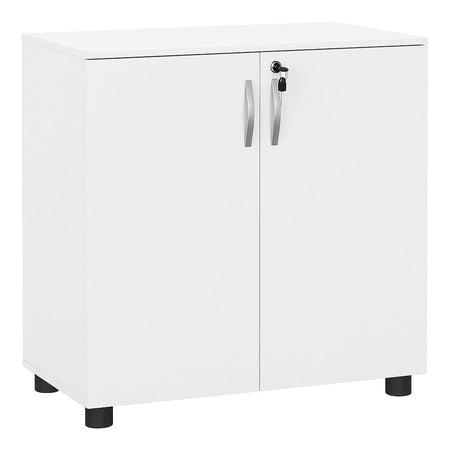 Mobile Ufficio bianco con serratura e chiavi 2 ante mdf 80x40 h80 cm moderno