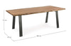 Tavolo Aron rettangolare, con gambe in acciaio, piano in legno di acacia, stile moderno