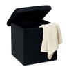 Pouf Pieghevole in Velluto Nero 38x38x38 cm Salvaspazio con Coperchio Design Moderno