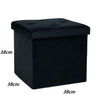 Pouf Pieghevole in Velluto Nero 38x38x38 cm Salvaspazio con Coperchio Design Moderno