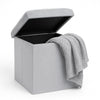 Pouf Pieghevole in Velluto Grigio 38x38x38 cm Salvaspazio con Coperchio Design Moderno