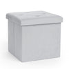 Pouf Pieghevole in Velluto Grigio 38x38x38 cm Salvaspazio con Coperchio Design Moderno