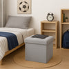 Pouf Pieghevole in Velluto Grigio 38x38x38 cm Salvaspazio con Coperchio Design Moderno