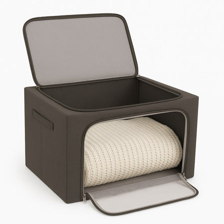 2 Scatole Pieghevoli per Armadio 50x40x32 con Struttura in Metallo e Tessuto Resistente