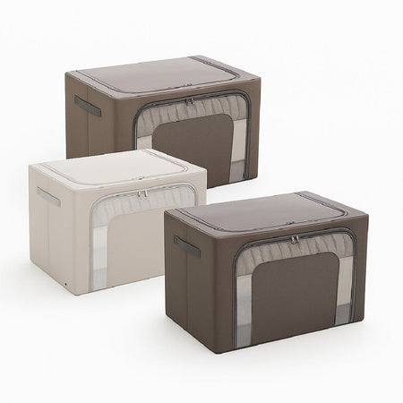 2 Scatole Pieghevoli per Armadio 50x40x32 con Struttura in Metallo e Tessuto Resistente