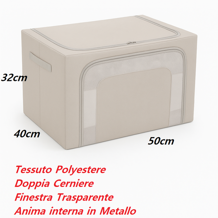 2 Scatole Pieghevoli per Armadio 50x40x32 con Struttura in Metallo e Tessuto Resistente