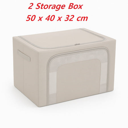 2 Scatole Pieghevoli per Armadio 50x40x32 con Struttura in Metallo e Tessuto Resistente