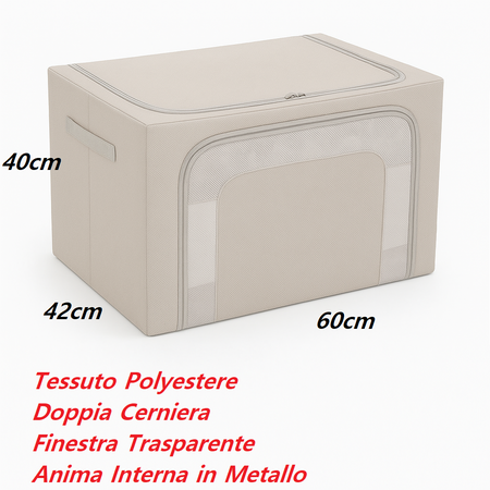 2 Scatole Pieghevoli per Armadio 60x42x40 con Struttura in Metallo e Tessuto Resistente