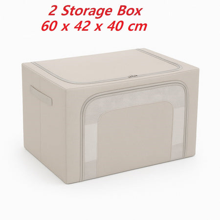 2 Scatole Pieghevoli per Armadio 60x42x40 con Struttura in Metallo e Tessuto Resistente