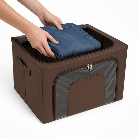 2 Scatole Pieghevoli per Armadio 50x40x32 con Struttura in Metallo e Tessuto Resistente