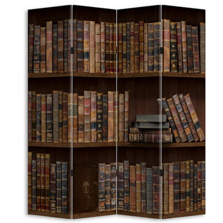 Paravento Separè 4 Pannelli 180x160cm Stampa Legno Fronte Retro Divisorio Pieghevole