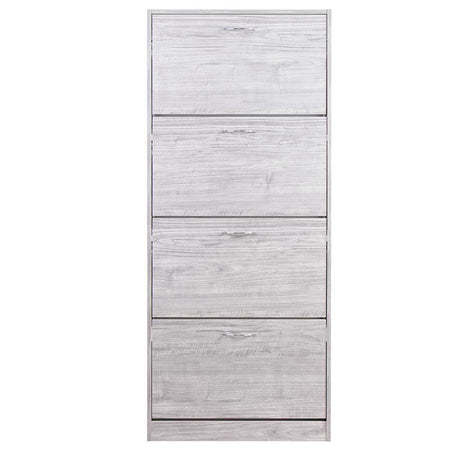Scarpiera 4Ante Doppia Profondità Salvaspazio Grigio 63x24 H150cm Legno Mdf