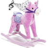Cavallo a Dondolo Unicorno Rosa in Peluche con Suoni Realistici Base in legno 3+