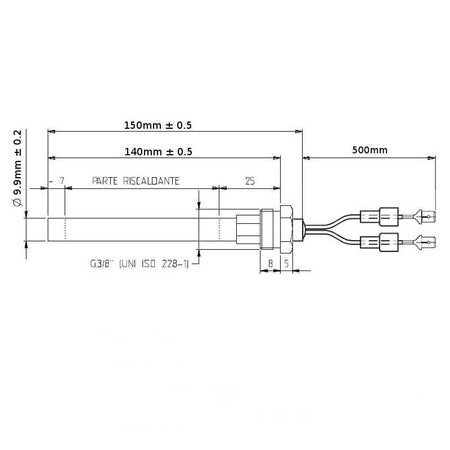 Resistenza accensione con raccordo filettato 3/8" GAS HT73693 stufe a pellet 14701103