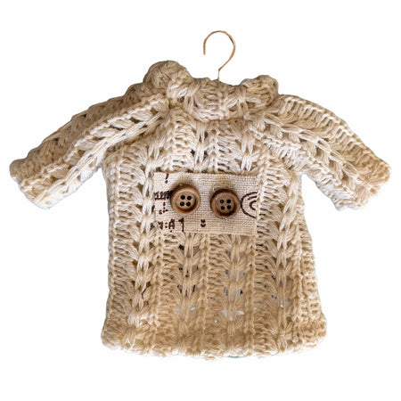 Maglioncino in lana beige su gruccia per albero di natale decorazione natalizia da 17 cm