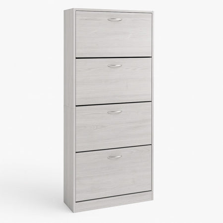 Scarpiera 4Ante Doppia Profondità Salvaspazio Grigio 63x24 H150cm Legno Mdf