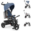 Triciclo Bambini 5in1 con Sedile Girevole 360°, Cappottina, Pedali e Maniglione Regolabile Blu