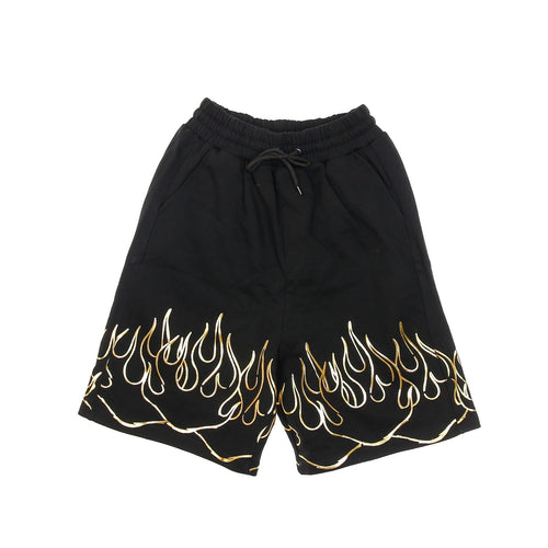 IHS Pantalone Corto Tuta Uomo 3d Print Flames Shorts Black da uomo