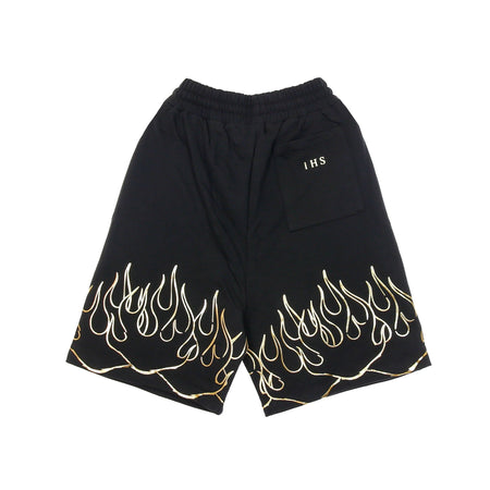 IHS Pantalone Corto Tuta Uomo 3d Print Flames Shorts Black da uomo