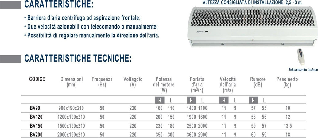 First modello basic barriera d'aria centrifuga ad aspirazione frontale