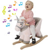 Unicorno Dondolo Cavalcabile Peluche Cavallo con Suoni Cintura Sicurezza Gioco Legno