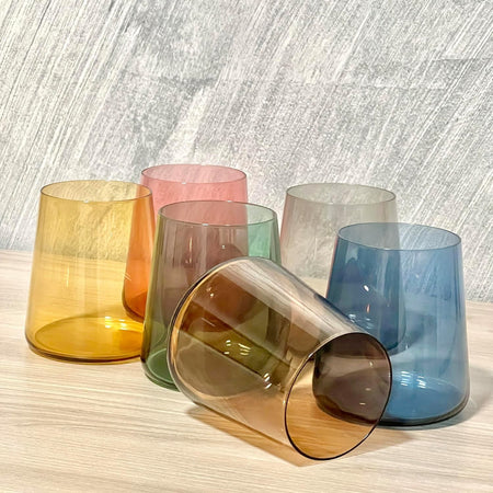 Set 6 Bicchieri Colorati Da 380ml In Vetro Per Acqua E Vino Bicchiere Colorato