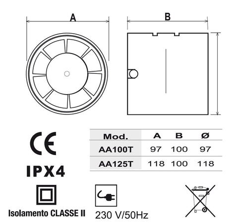 First 100mm aspiratore elicoidale per condotti tubi di aerazione tondi