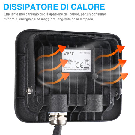 Faro LED 30W 2550LM IP65 Faretto Esterno Slim Luce Bianco Freddo 6500K Alta Luminosità