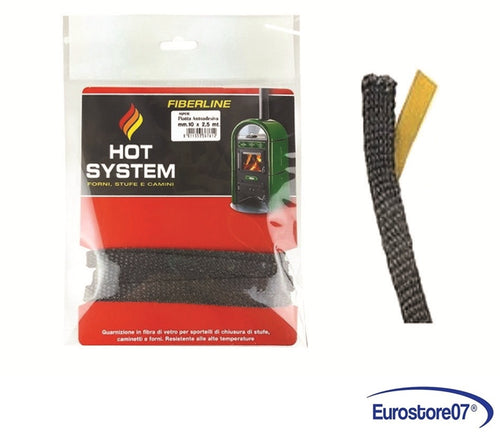 GUARNIZIONE IN FIBRA DI VETRO PER ALTE TEMPERATURE AUTOADESIVA - mm.15x2,5 mt.