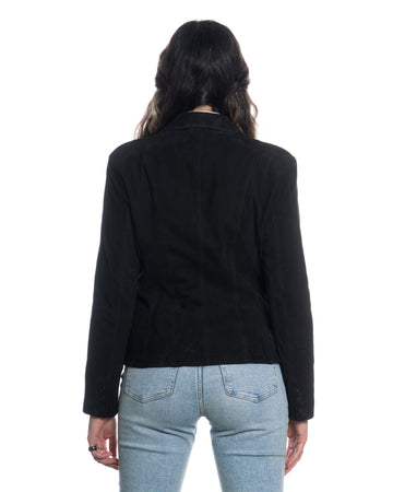 Classic 712 - Giacca Donna in Vera Pelle Camoscio Nera