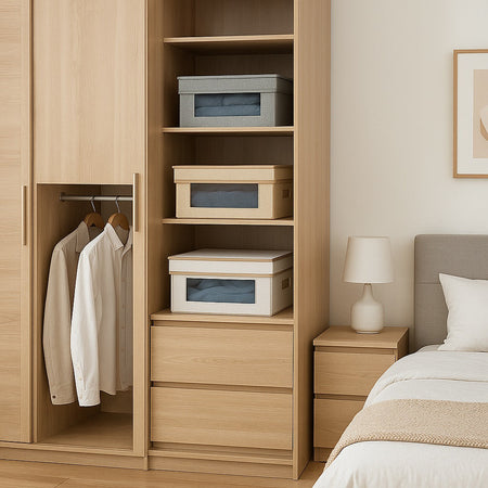 Set 3 Scatole Cambio Stagione TNT Salvaspazio Pieghevoli con Finestra PVC 60x50x30