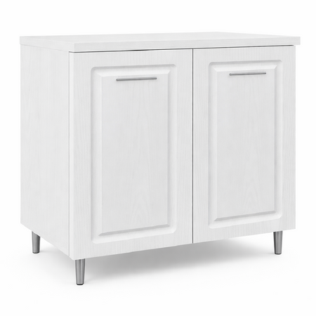 Mobile Cucina Base 2 Ante Componibile in Legno Bianco Frass. Classico 80x50 H85cm