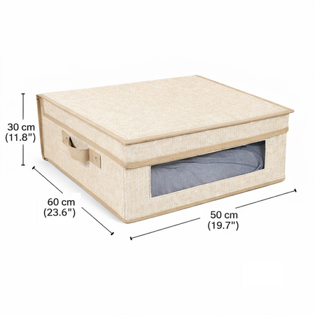 Set 3 Scatole Cambio Stagione TNT Salvaspazio Pieghevoli con Finestra PVC 60x50x30