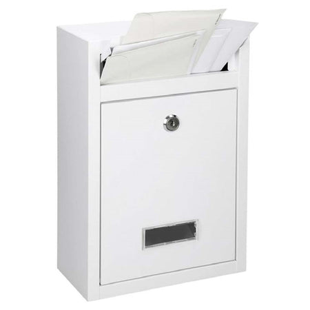 Cassetta Postale in Acciaio Buca per Lettere Interno Esterno Doppia Chiave Bianco