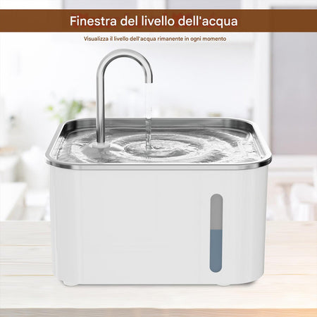 Dispenser Acqua Automatico 3,5LT Inox per Animali con Sensore e Batteria Litio