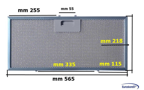 FILTRO CAPPA ALLUMINIO MM 565 X 218 PER CAPPA CUCINA DA 60 CM F 501