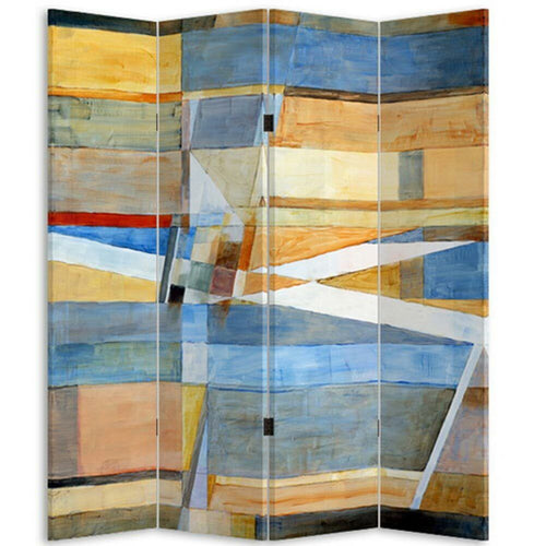 Paravento Separè 4 Pannelli 180x160cm Stampa Legno Fronte Retro Divisorio Pieghevole