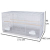 Gabbia Voliera per Uccelli Pappagalli con 2 Mangiatoie 77.5x46.5H46 cm Grigio