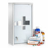 Armadietto Porta Medicinali Acciaio Inox e Vetro Satinato 65x36x17 cm con Chiave