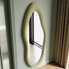 Specchio Grande Ondulato 60x160 cm da Parete con Cornice in Velluto Moderno Verde