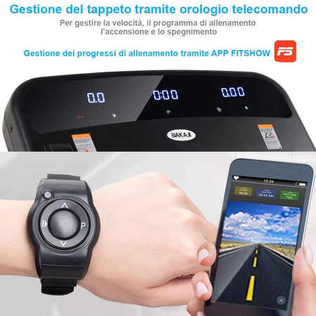 Tapis Roulant Elettrico Pieghevole con Corrimano Bluetooth 10 km/h 500w