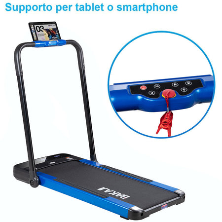 Tapis Roulant Elettrico Pieghevole con Corrimano Bluetooth 10 km/h 500w